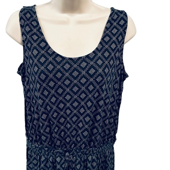 GAP long dress size large navy beige sleeveless rayon - Picture 6 of 7